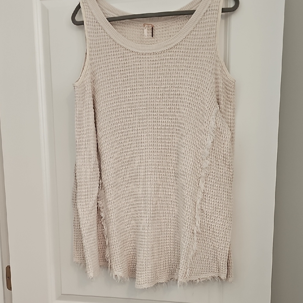 Free People Cream Textured Sleeveless Top